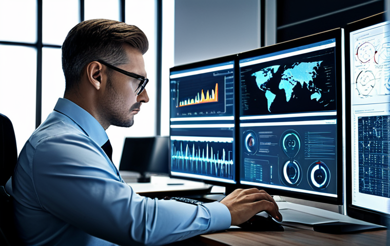 **

"A cybersecurity analyst, fully clothed in professional attire, working at a desk with multiple monitors displaying complex network diagrams and security dashboards, modern office environment, safe for work, appropriate content, perfect anatomy, natural proportions, professional, high-resolution render, focus on the analyst's focused expression."

**