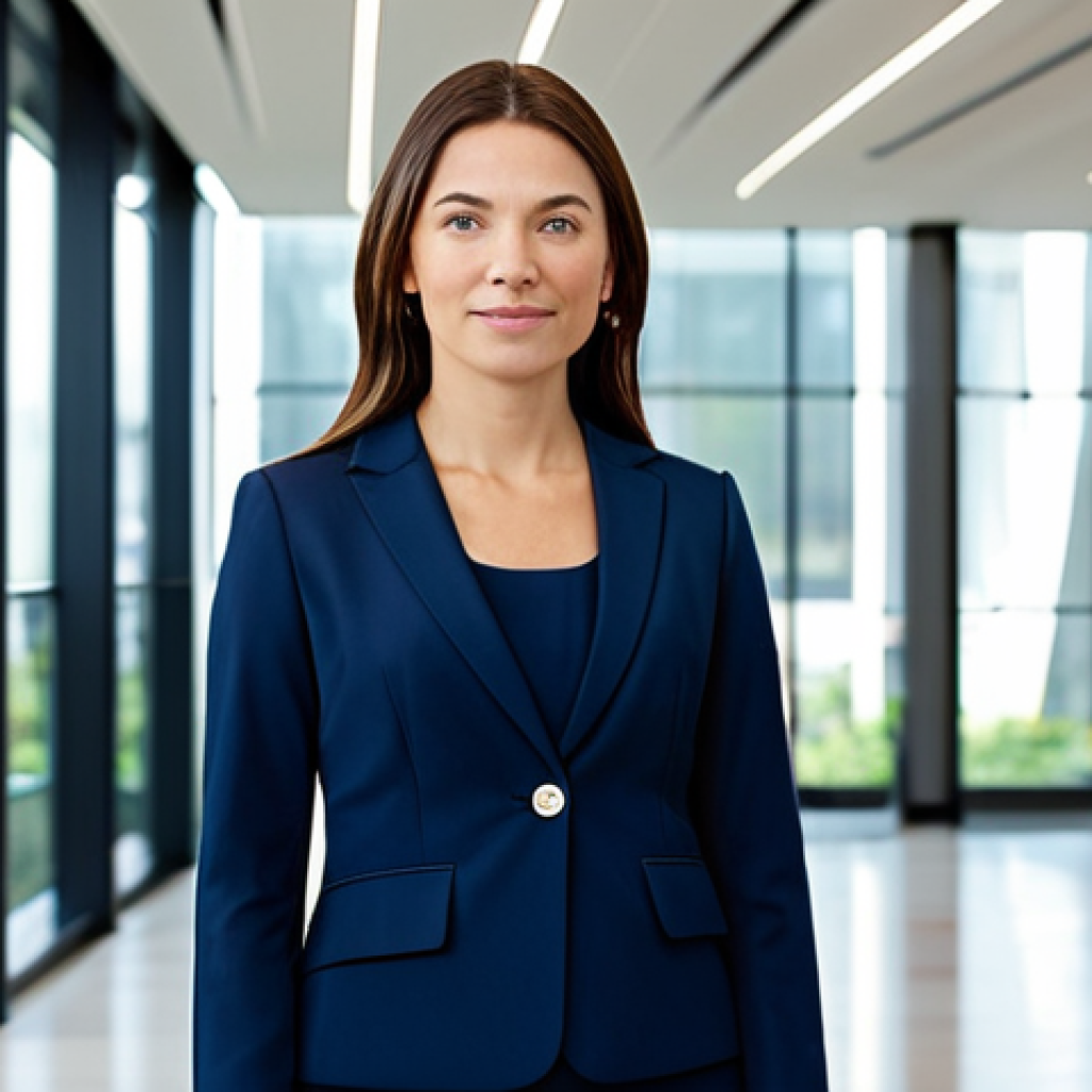 사이버 보안 자동화 도구의 사용자 액세스 관리 - **

A professional businesswoman in a modest navy blue business suit, standing confidently in a brig...