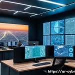 사이버 보안 자동화 도구의 발전 방향 - A futuristic cybersecurity operations center in a modern Middle Eastern office, featuring diverse Ar...